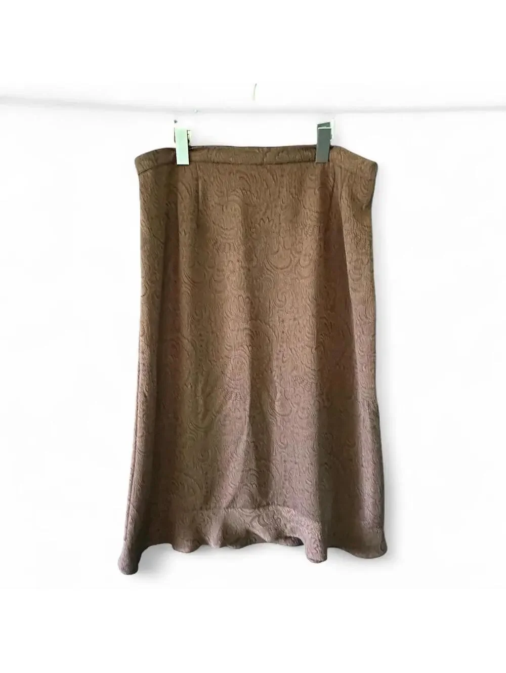 Vintage Brown Paisley Midi Skirt | Size 14P